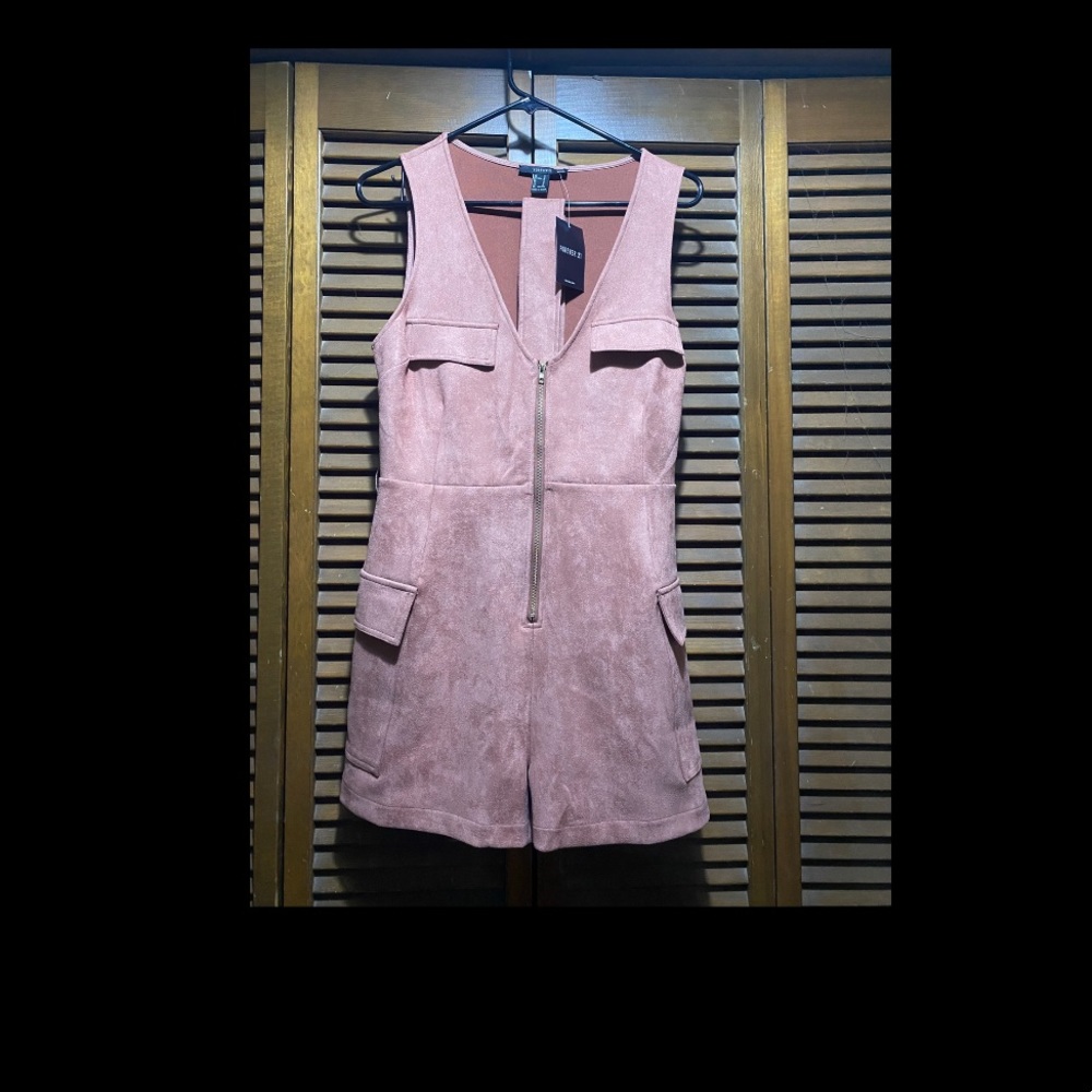 Mauve Suede romper with belt
